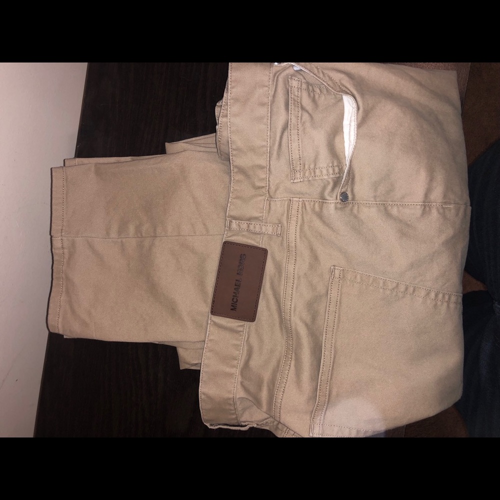 MICHAEL KORS MENS 34/32 TAILORED FIT KHAKI PANTS